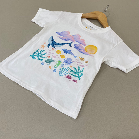 Under the Sea Toddler T-Shirt | Ocean Animal Watercolour Tee | Made to Order